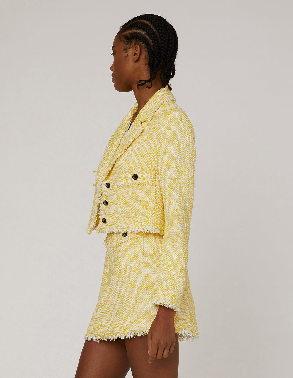 MARYLING TWEED A-LINE FRINGE EDGE MINI SKIRT