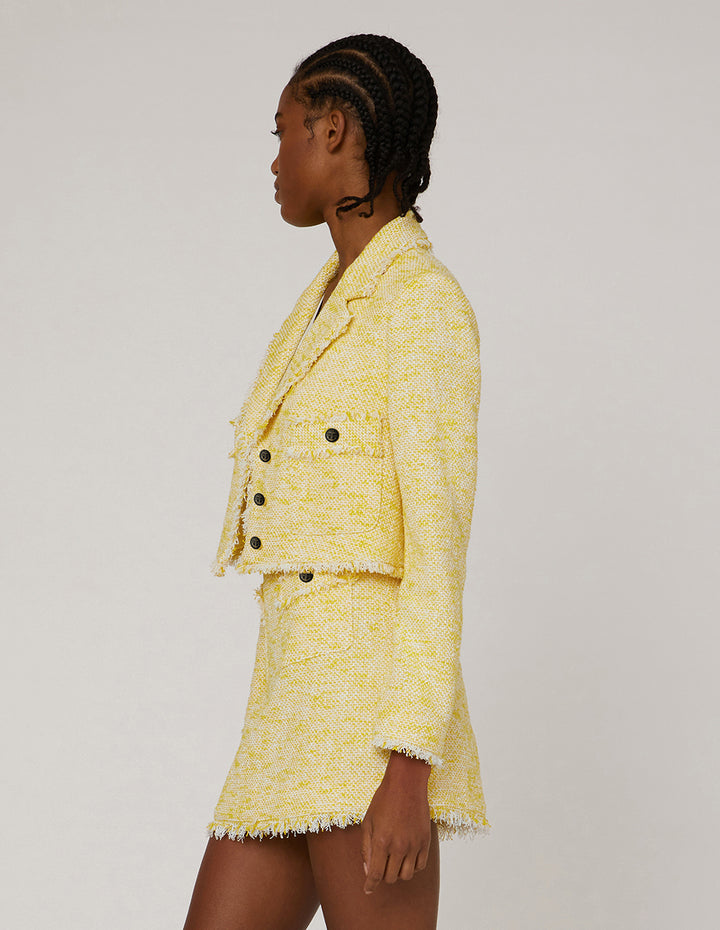 MARYLING TWEED A-LINE FRINGE EDGE MINI SKIRT