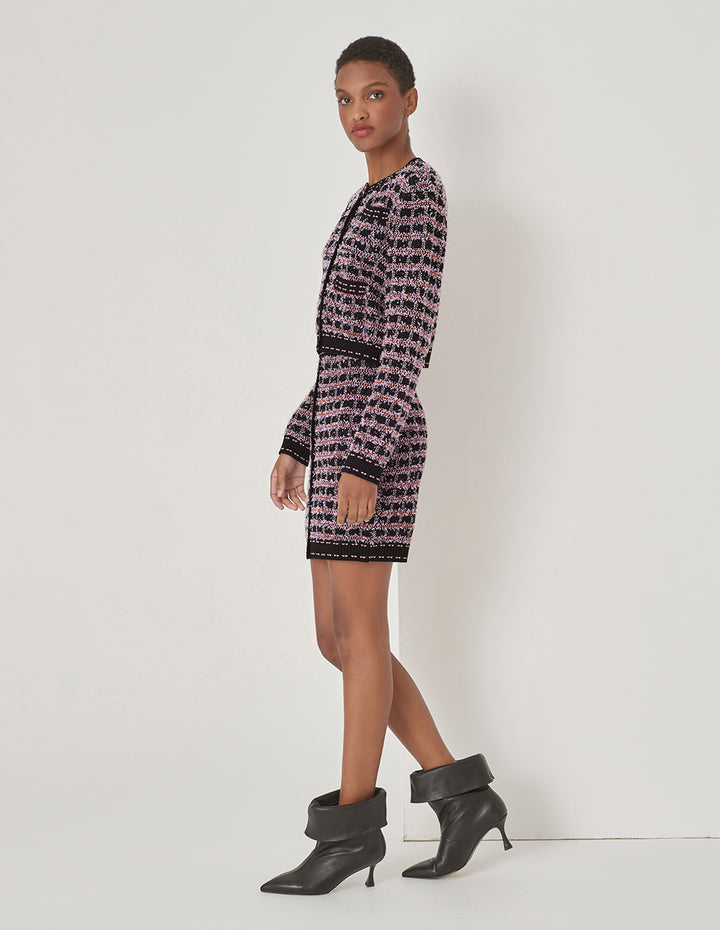 MARYLING Tweed Check Pattern Knit Skirt