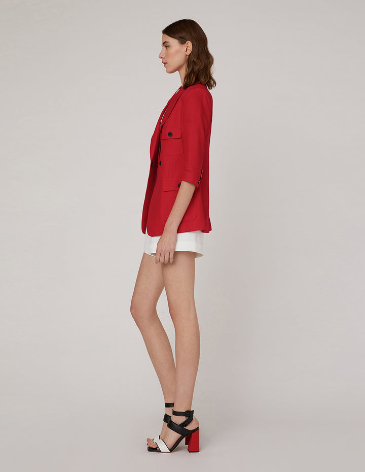MARYLING Red Multi-Pocket Blazer