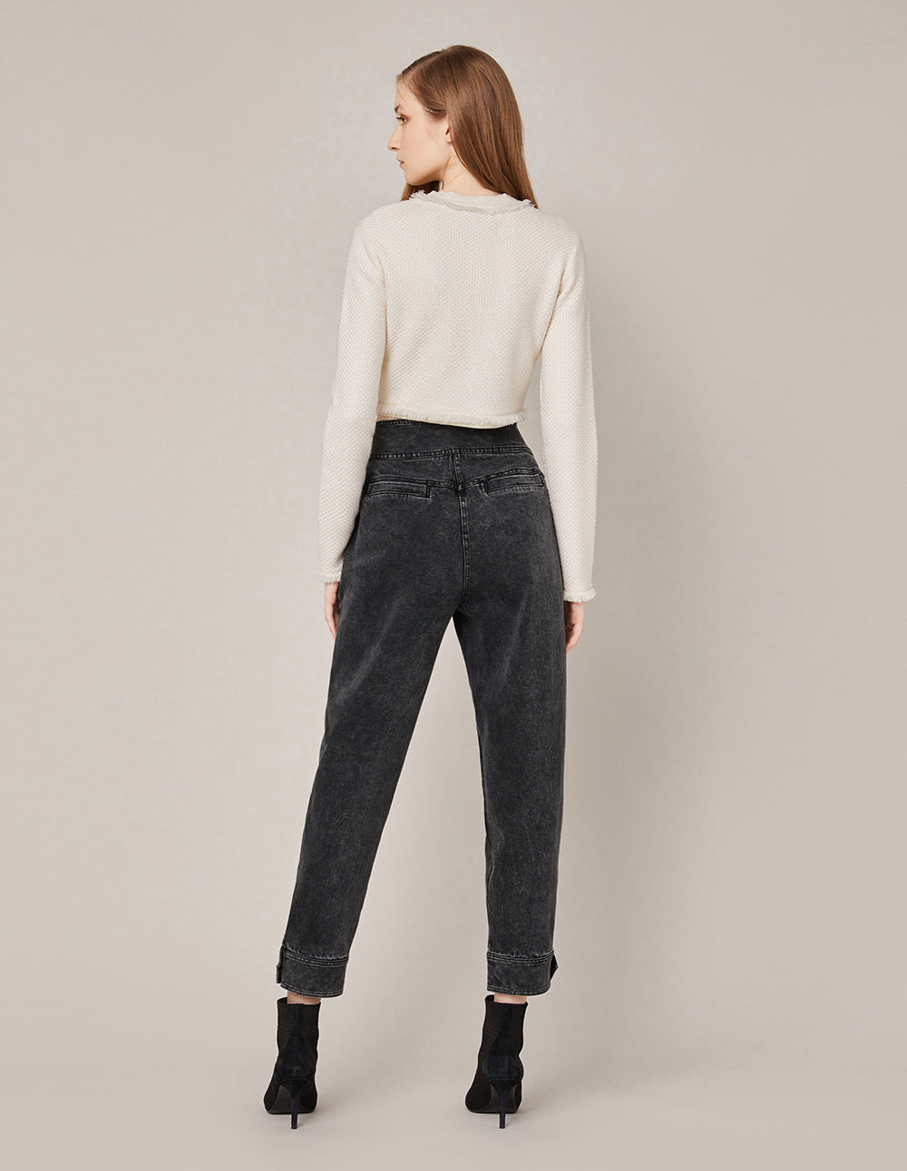 MARYLING HIGH-WAIST MEDIUM WASH ROLLED HEM JEANS