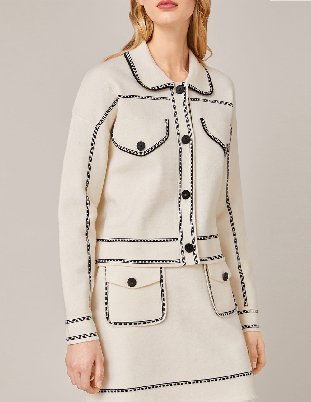 MARYLING CONTRAST STICTHING KNITTED SKIRT