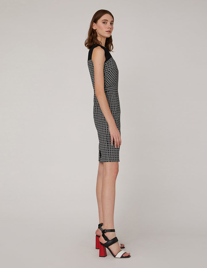 MARYLING Black white sleeveless plaid dress