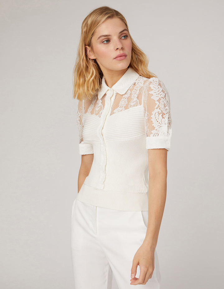 MARYLING Classic lace silhouettes top