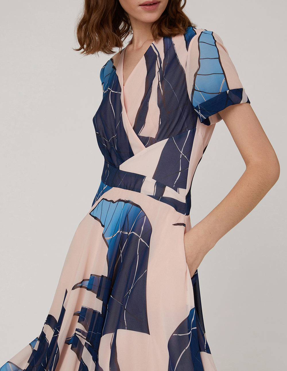 MARYLING Cross-split waist wavy dress