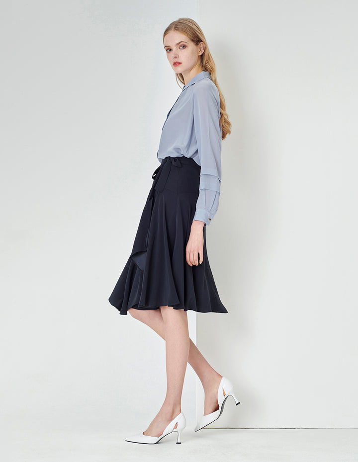 MARYLING Spring Midnight Blue Bow knot Mini Skirt