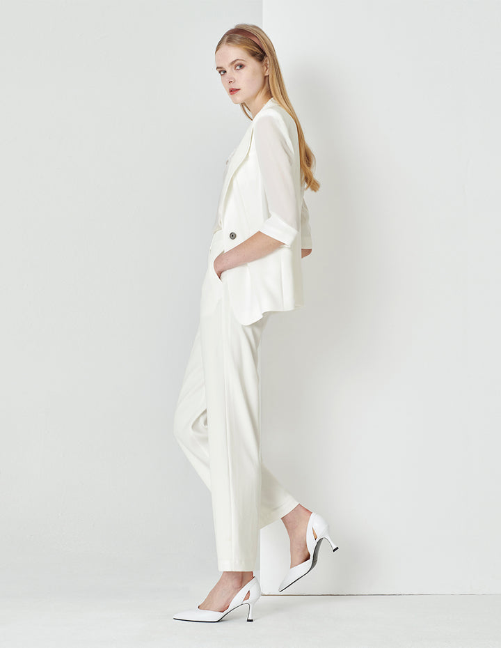 MARYLING High-End Ivory White Straight Suit Pants