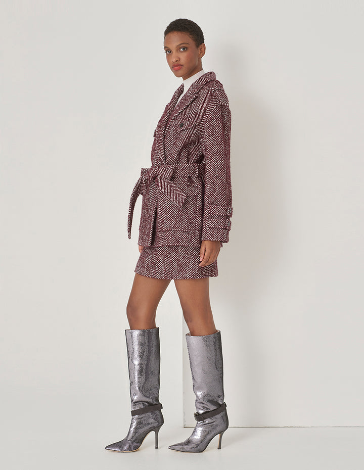 MARYLING Burgundy Lapel Coat