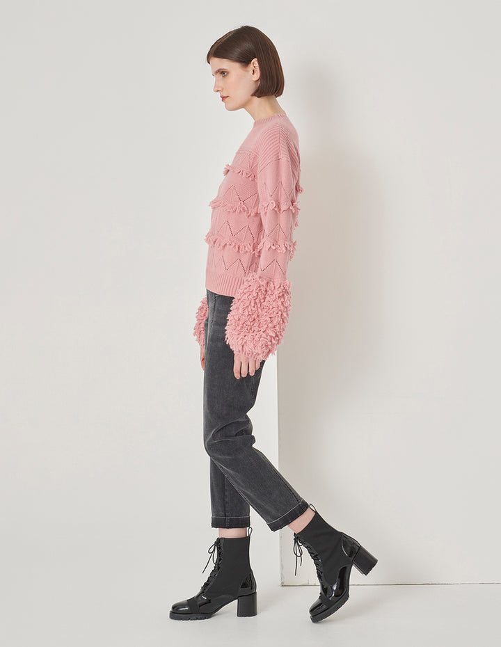 MARYLING Sakura Pink Crew Neck Knitted Sweater