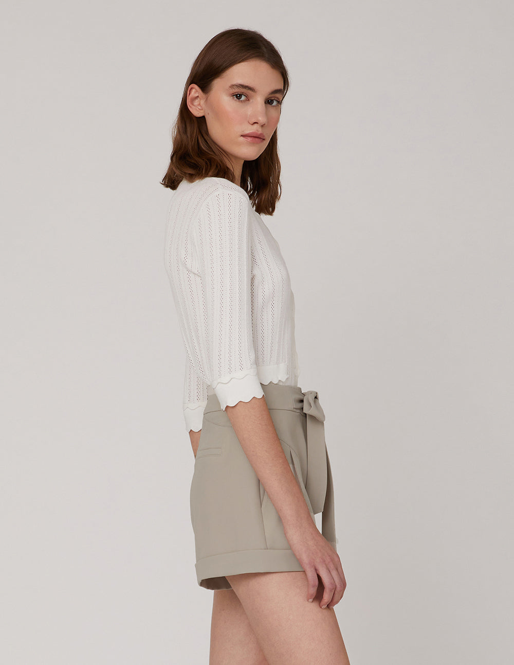 MARYLING White brown bow A suit shorts