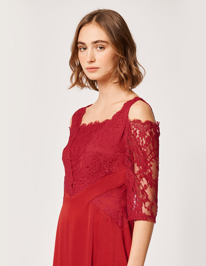 MARYLING Scarlet Mermaid Strap Off Shoulder Evening Maxi Dress