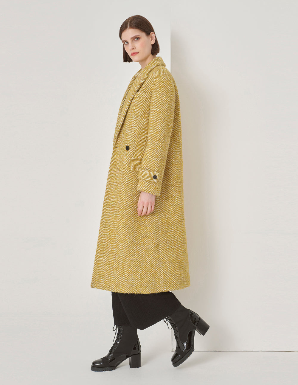 MARYLING Suit Collar Double Breasted Long Coat