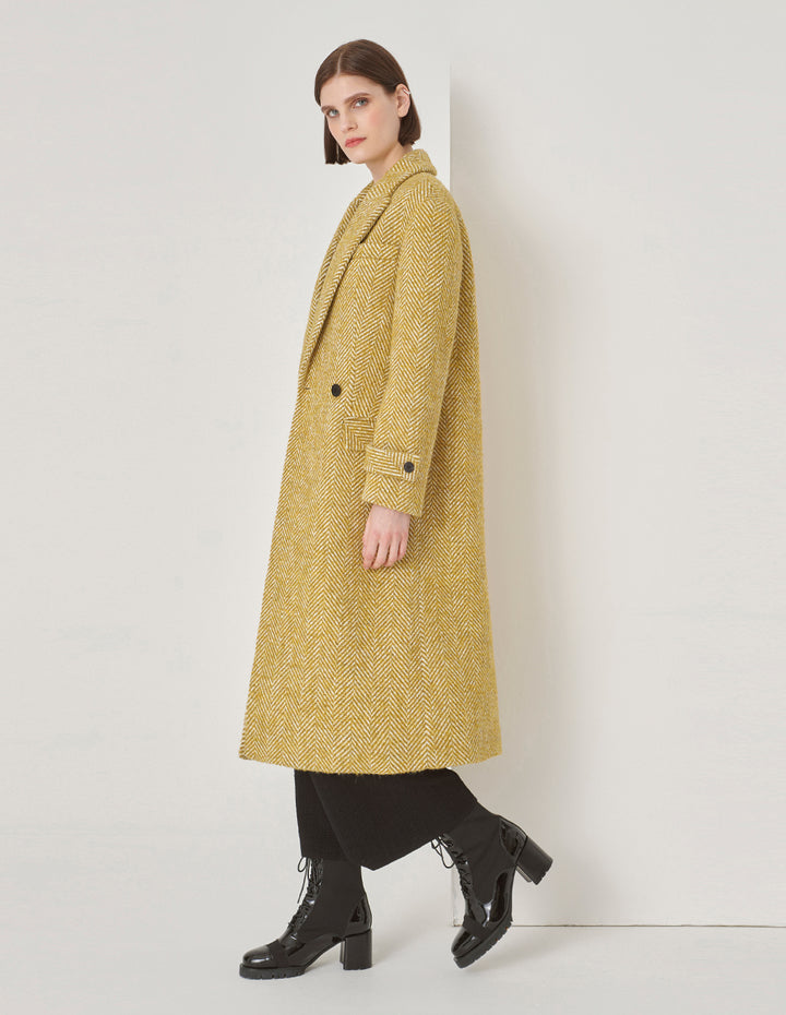MARYLING Suit Collar Double Breasted Long Coat