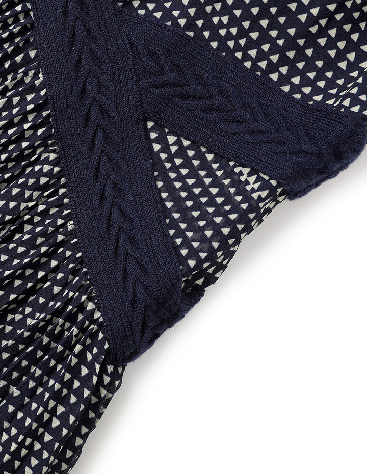 MARYLING Turtleneck Knit Woven Dress