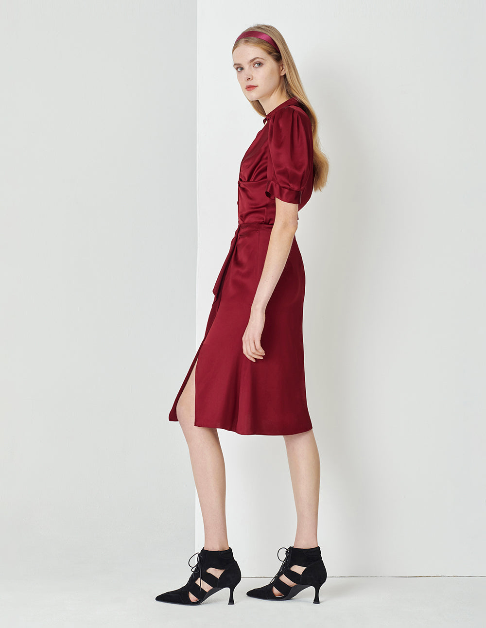 MARYLING Burgundy Ruffle Mermaid Skirt