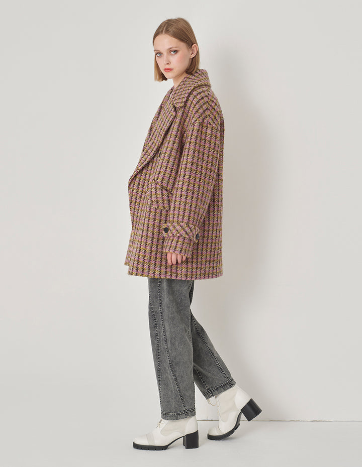 MARYLING Large Lapel Double-Breasted H-Shaped Midi Coat