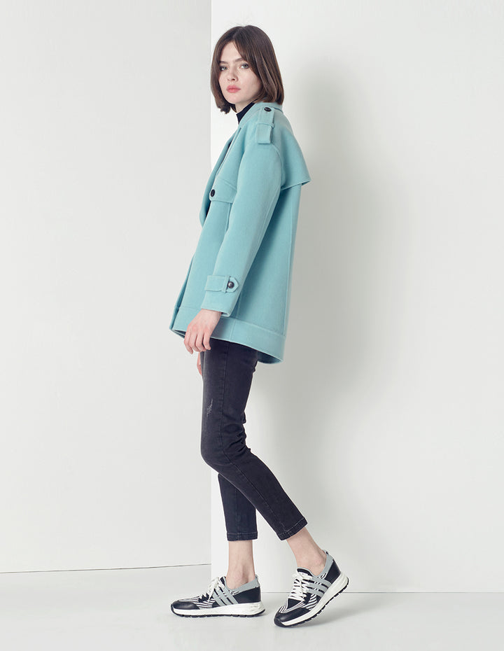 MARYLING Aqua blue double-breasted lapel coat