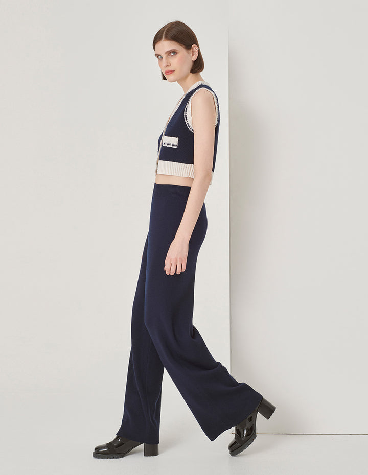 MARYLING Blue And White Contrasting Knitted Cardigans