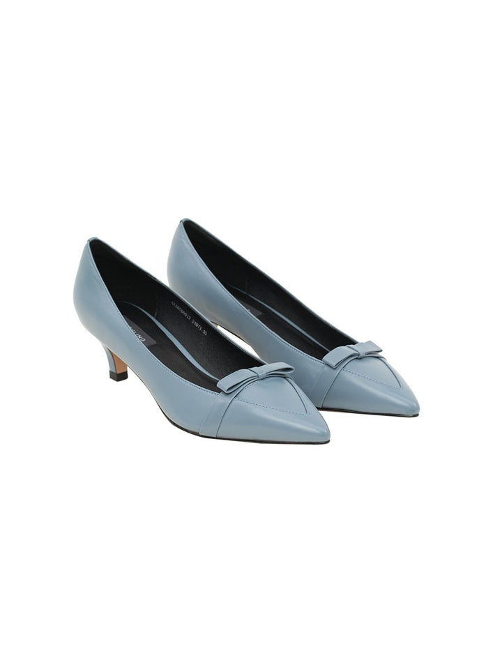 MARYLING Leather Bow Knot Pointed Toe Low Heel Dress Shoes