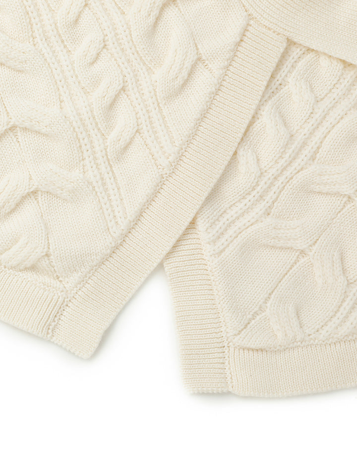 Maryling Off-White Cross Tie Wool Vest