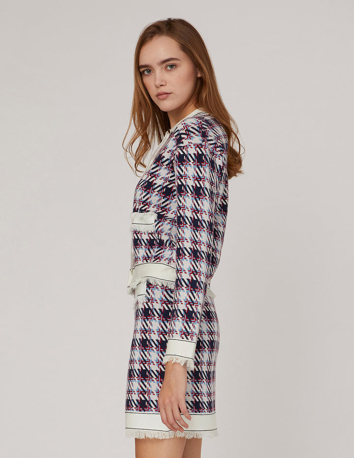 MARYLING Houndstooth Jacquard Knitted Mini Skirt