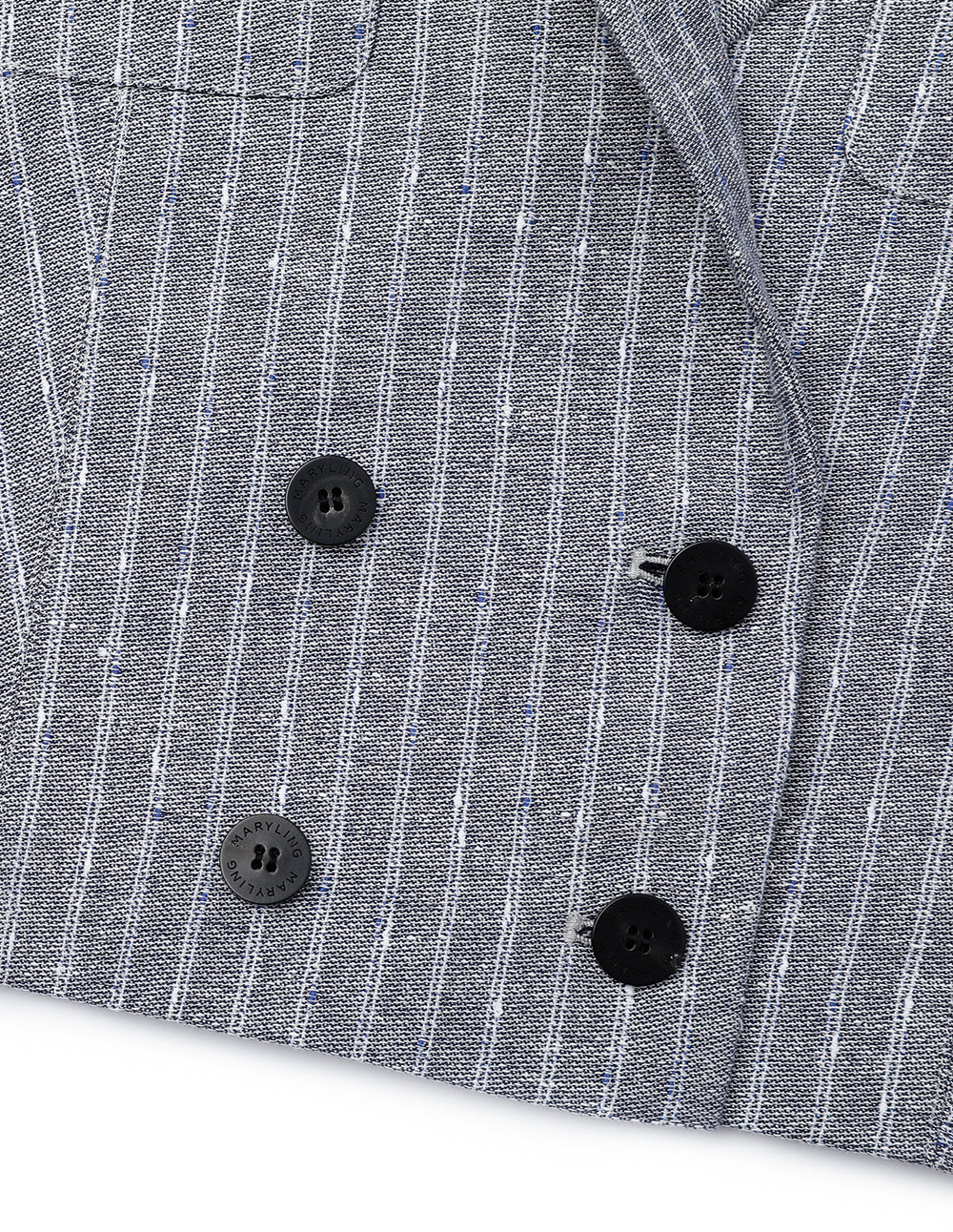 MARYLING Cropped Lapel Collar With Multi-Pocket Double-Breasted Blazer