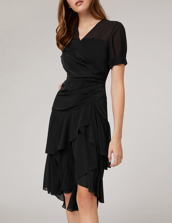 MARYLING Black noble stitching skirt dress