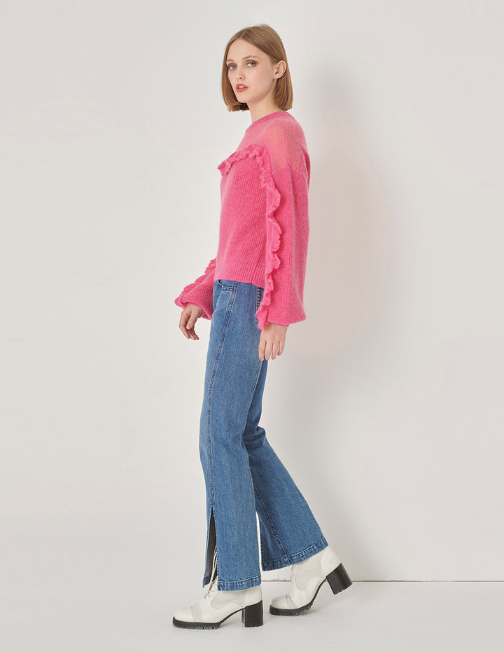 MARYLING Rose Pink Mohair Knitted Jumper