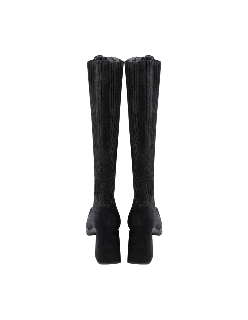 MARYLING square toe high-heeled knitted stitched sheepskin boots