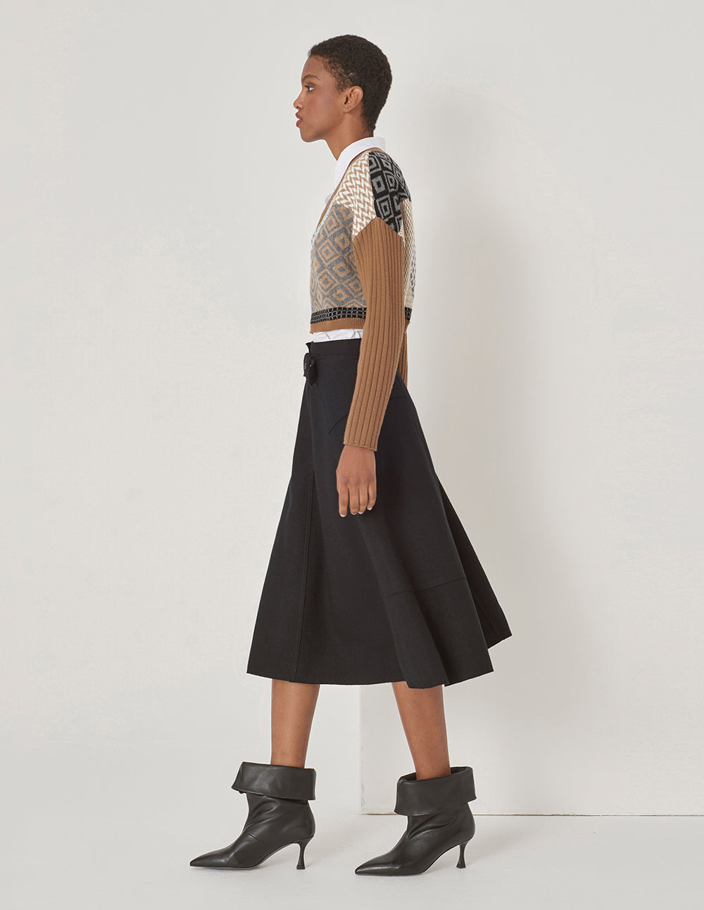 MARYLING Camel Knit Woven Matching Sweatshirt