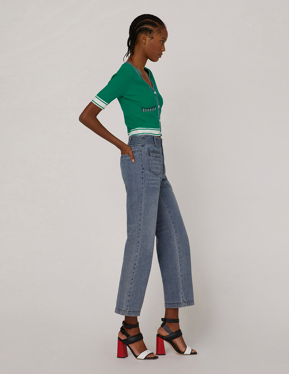 MARYLING Cactus green short sleeved cardigan