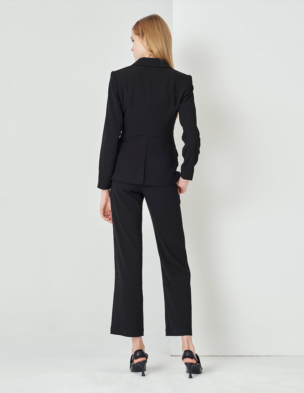 MARYLING Classic Black Flip Collar Double-Breasted Suit