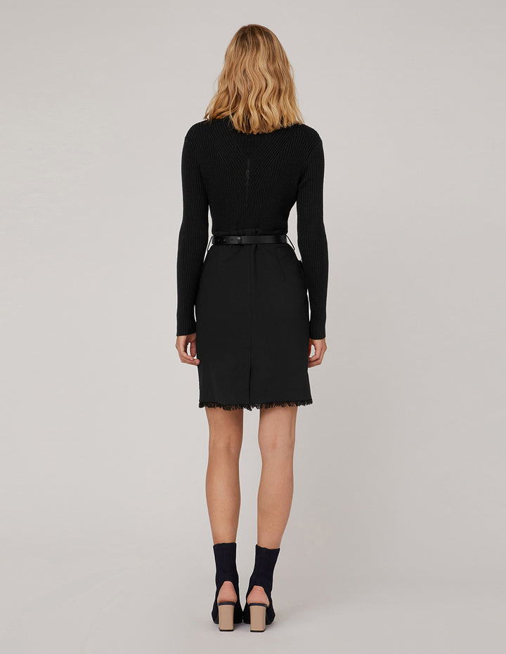 MARYLING Cut-Out V-Neck Knit Spliced Dress