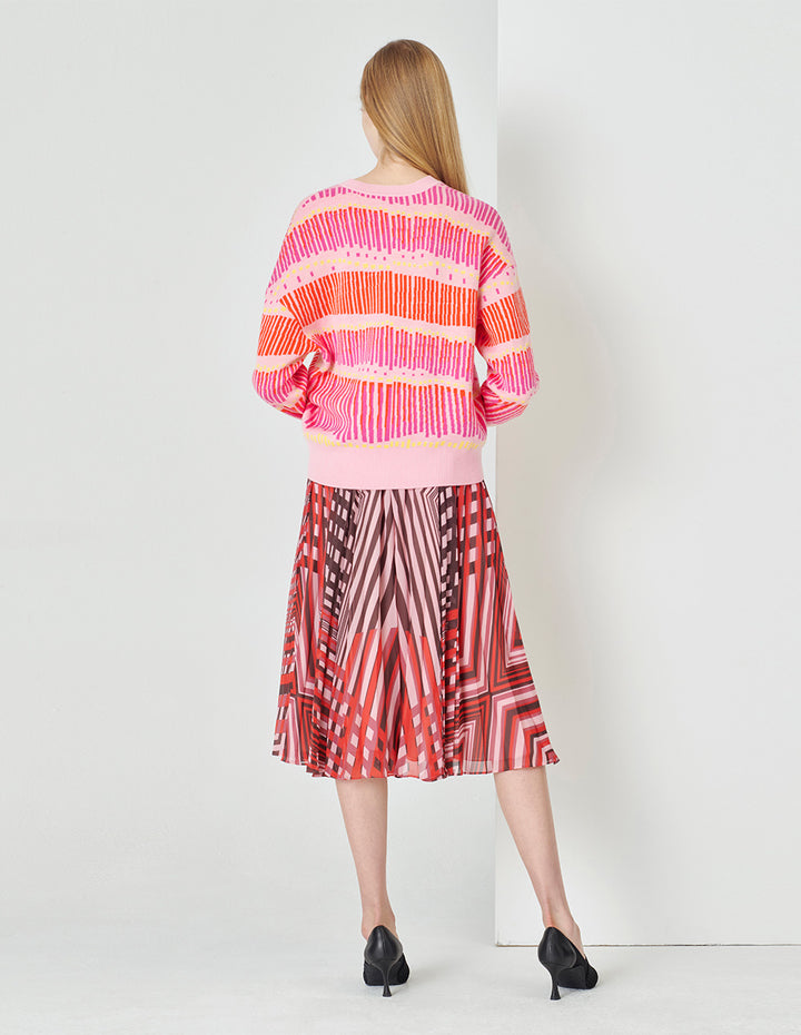 MARYLING  Strawberry Cream V-Neck Knitted Pullover