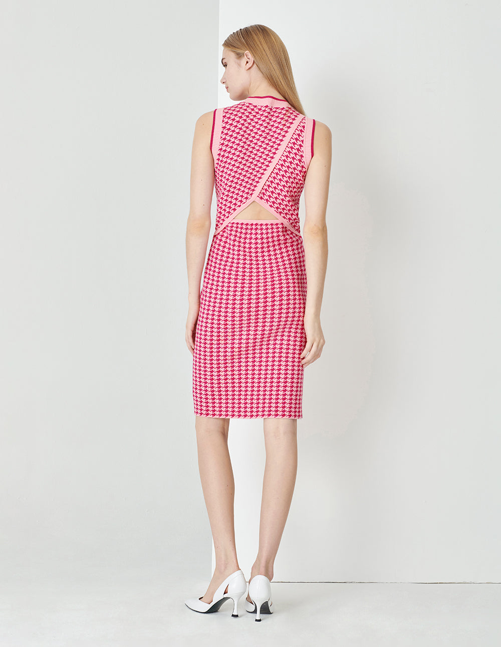 MARYLING Berry Check Knit Dress