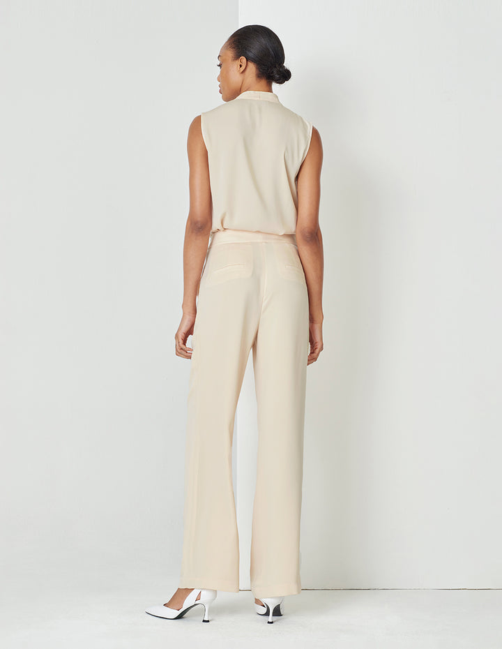 MARYLING Cream Yellow Mid Waist Wide Leg Pants