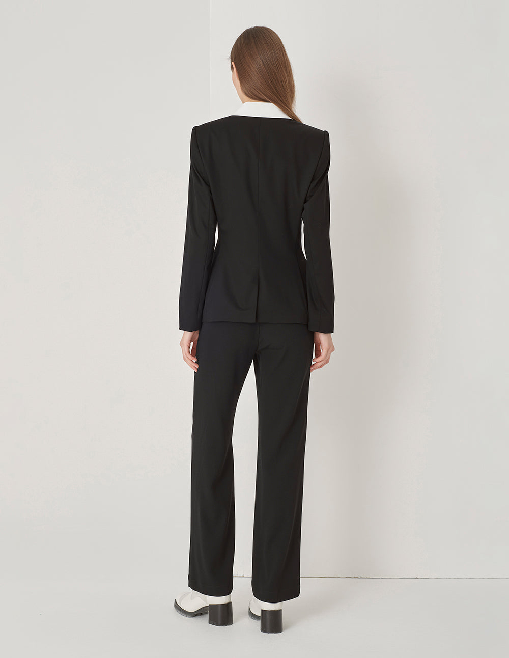 MARYLING Black And White Contrast Blazer