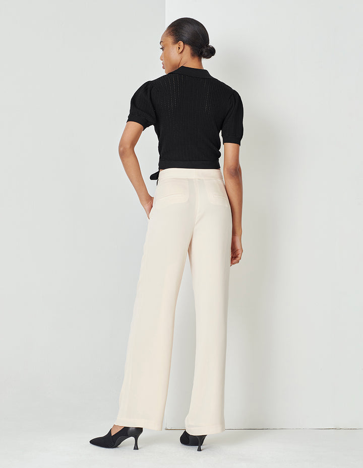 MARYLING Black Lapel Knit Sweater