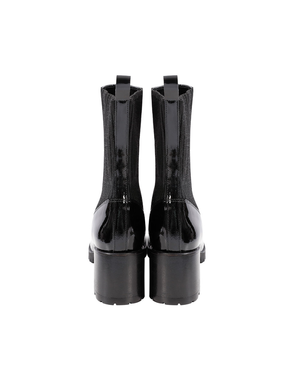 MARYLING charcoal black knitted round toe plus velvet mid-heel boots