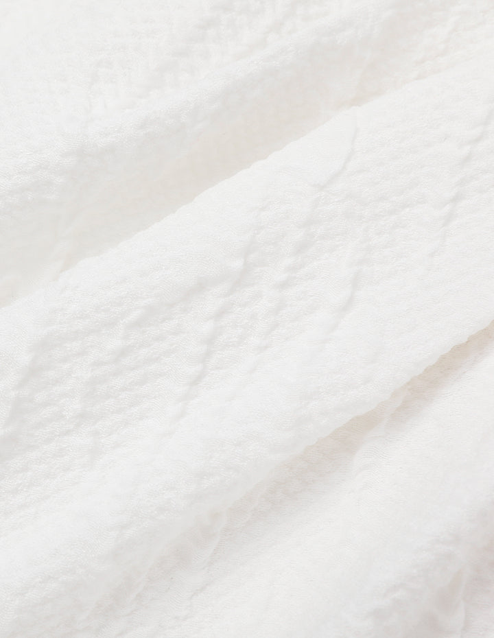 MARYLING Off-White Side Slit Pleated Mini Jacquard Skirt