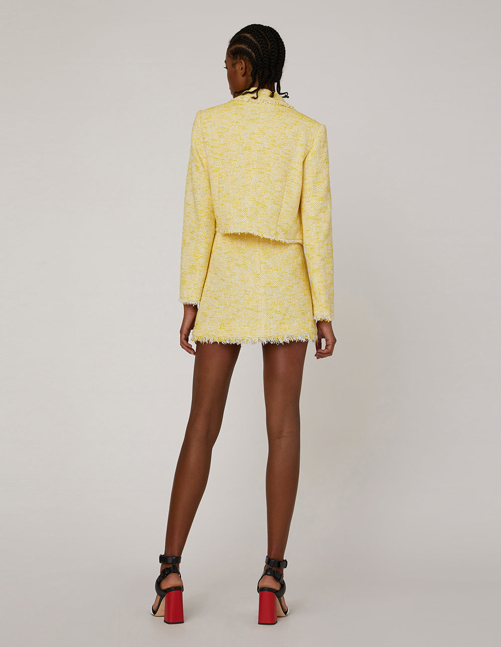 MARYLING TWEED A-LINE FRINGE EDGE MINI SKIRT