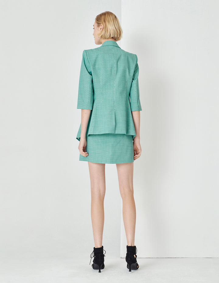 MARYLING Light Green Microcheck Houndstooth Blazer