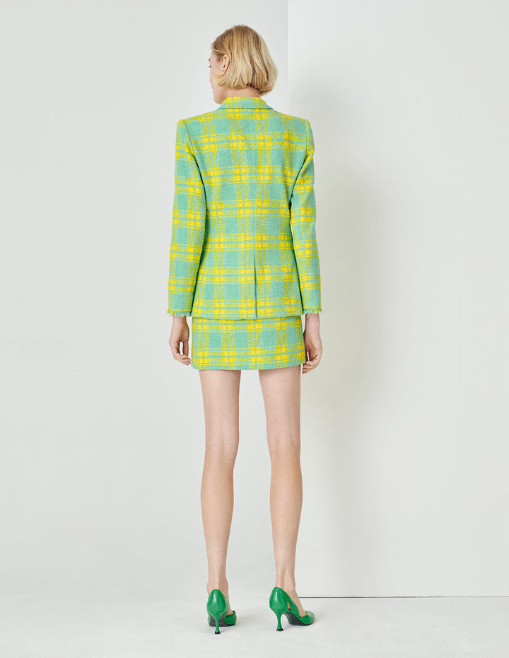 MARYLING Spring Green Plaid Mini Skirt