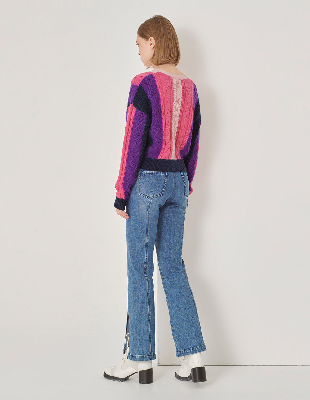 MARYLING Rose Pink Gradient Knitted Cardigan