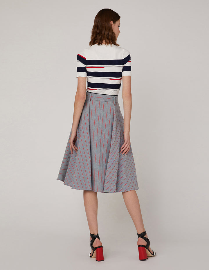 MARYLING Striped A-hem skirt