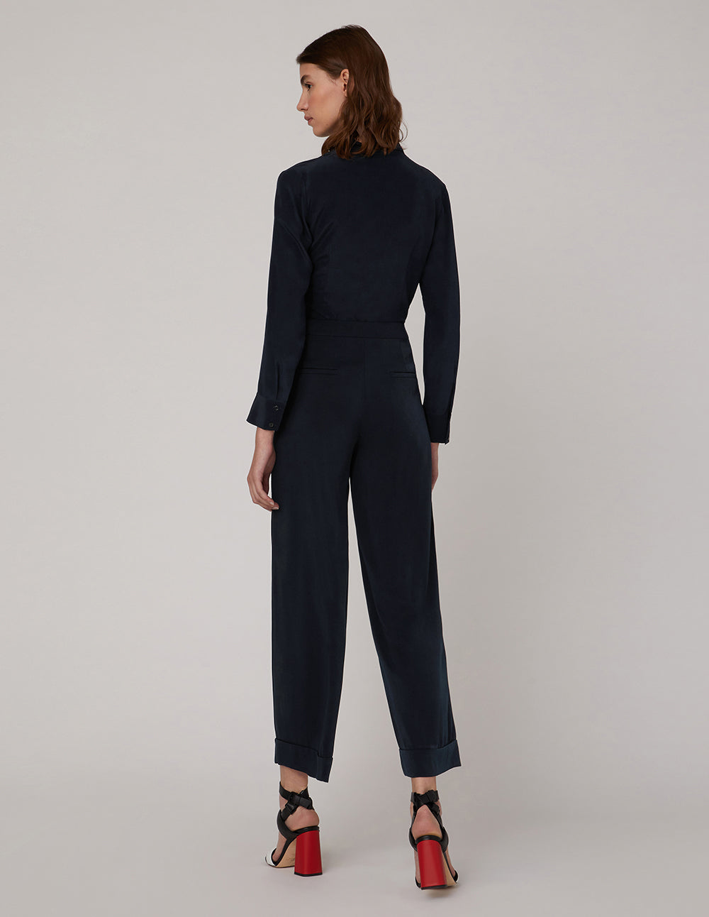 MARYLING Pleated V-neck long sleeved tops