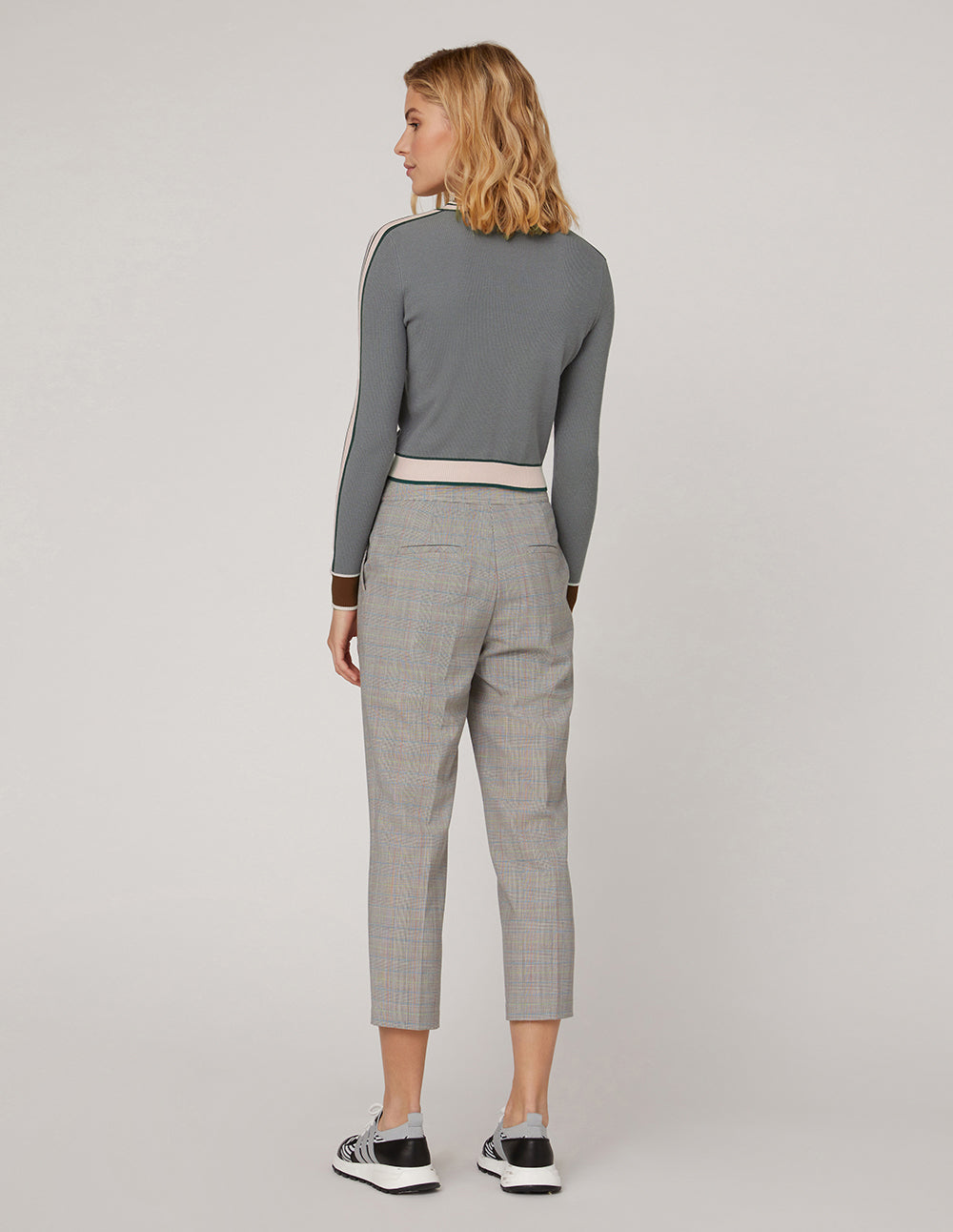 MARYLING Gray stitching slim V-neck cardigan