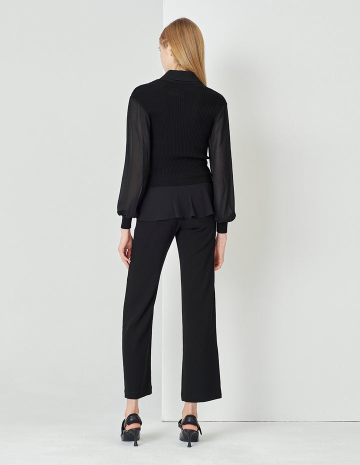 MARYLING Black Classic Straight Trousers