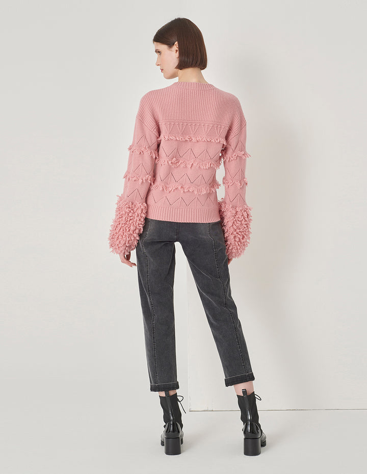 MARYLING Sakura Pink Crew Neck Knitted Sweater