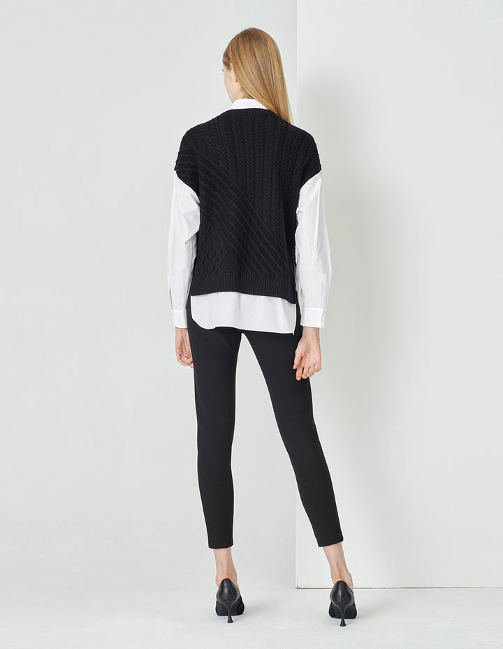 MARYLING  Classic All-Match Black And White Knitted Pullover